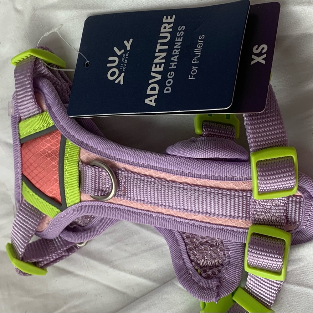 👀BUNDLE AND SAVE🥳 Dog Harness - Lavender & Pink with Lime Accents (XS)